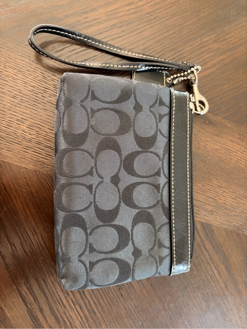 Coach Black Signature Jacquard Wristlet Y2K